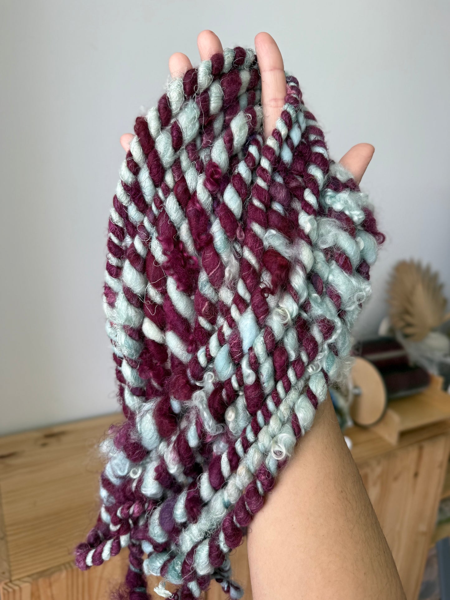 jumbo plied art yarn - sangria & mint