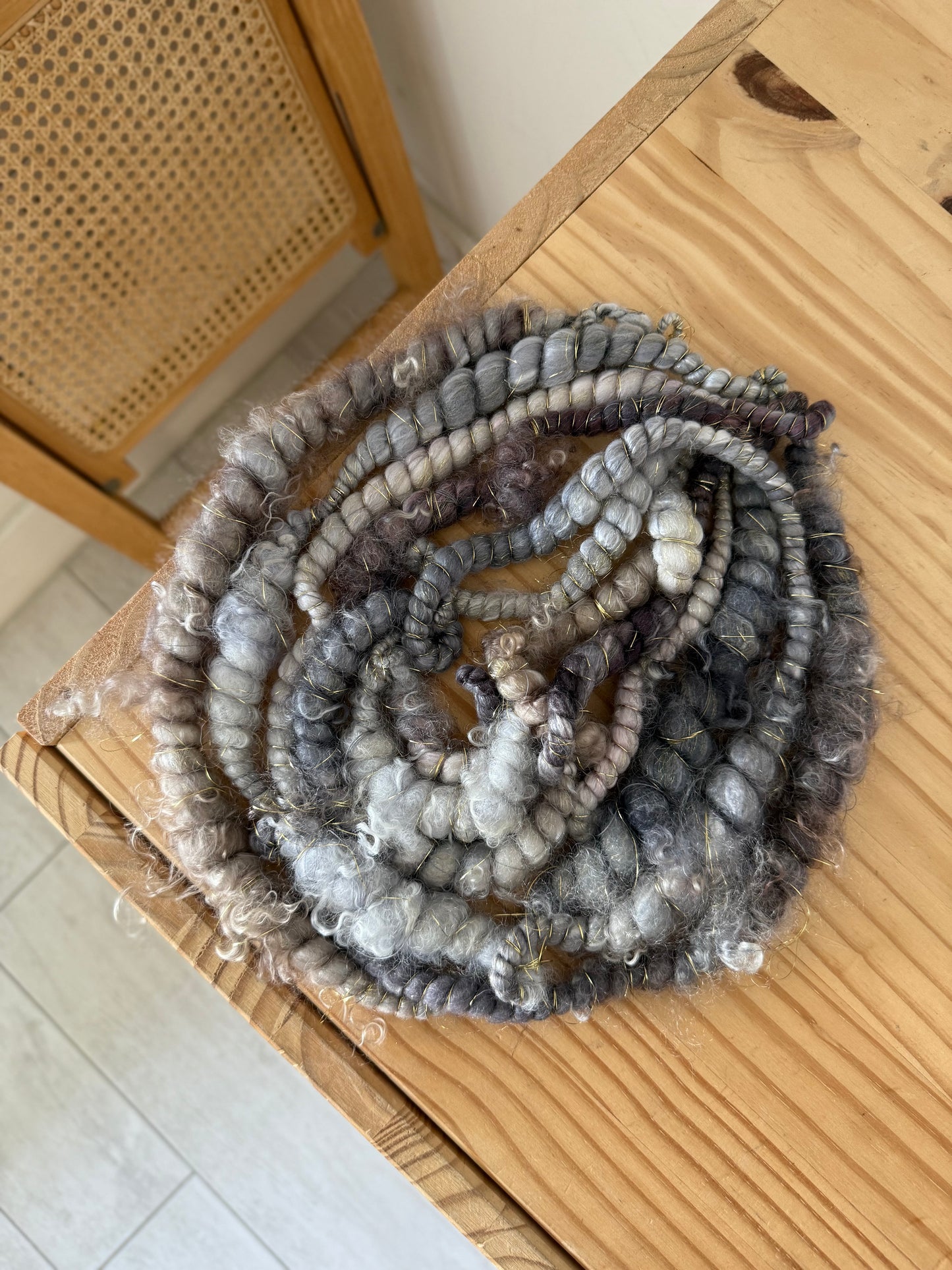 steel & pewter handspun art yarn