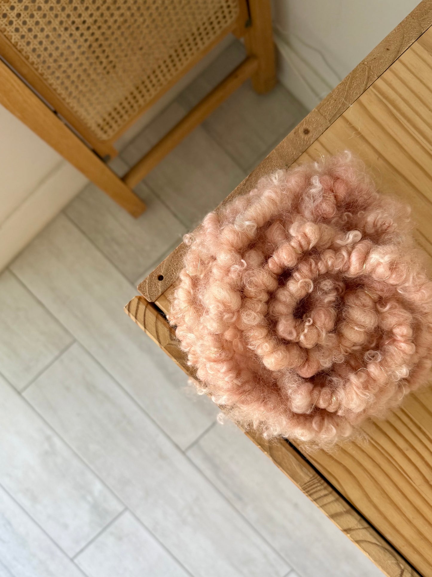 peach pink wensleydale lockspun coils