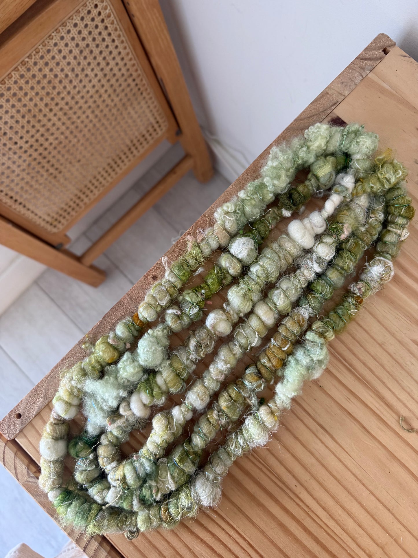 sage green textured handspun art yarn
