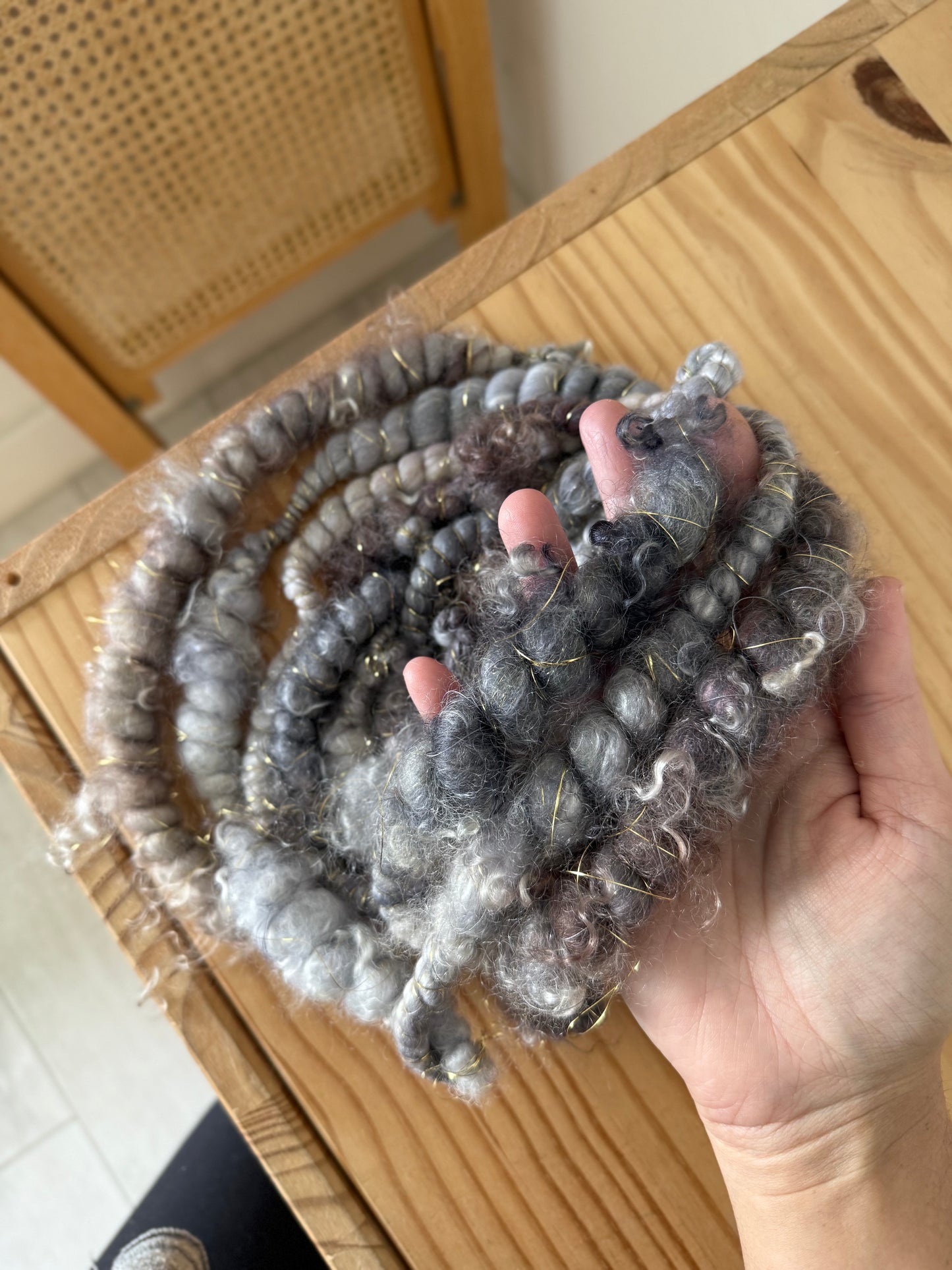 steel & pewter handspun art yarn