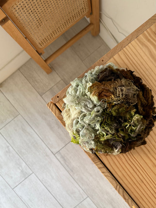 bluefaced leicester locks -mint & olive brown