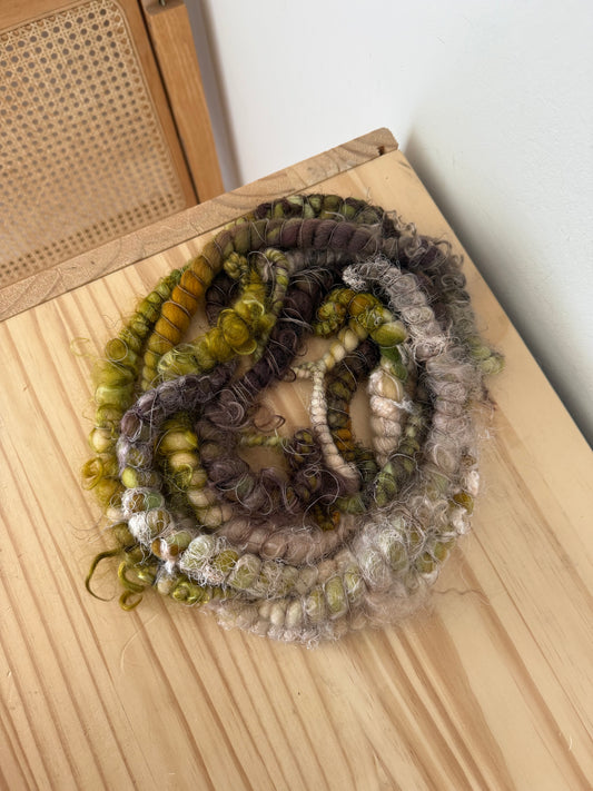 plum pink & golden pear art yarn