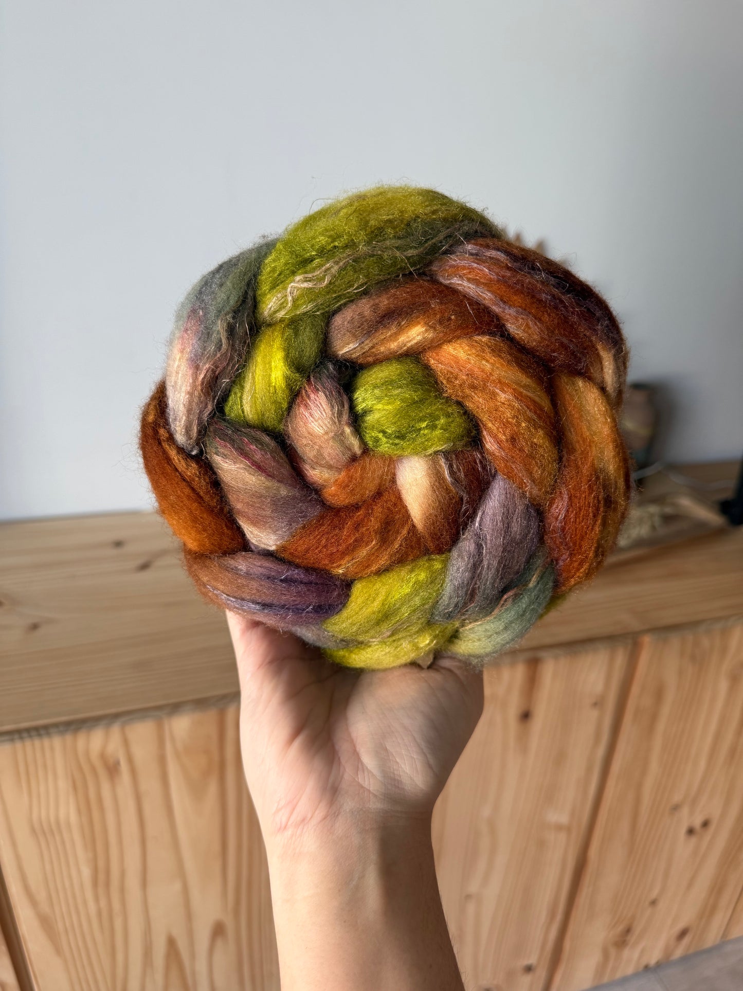 merino/silk/flax wool - plum rust chartreuse-