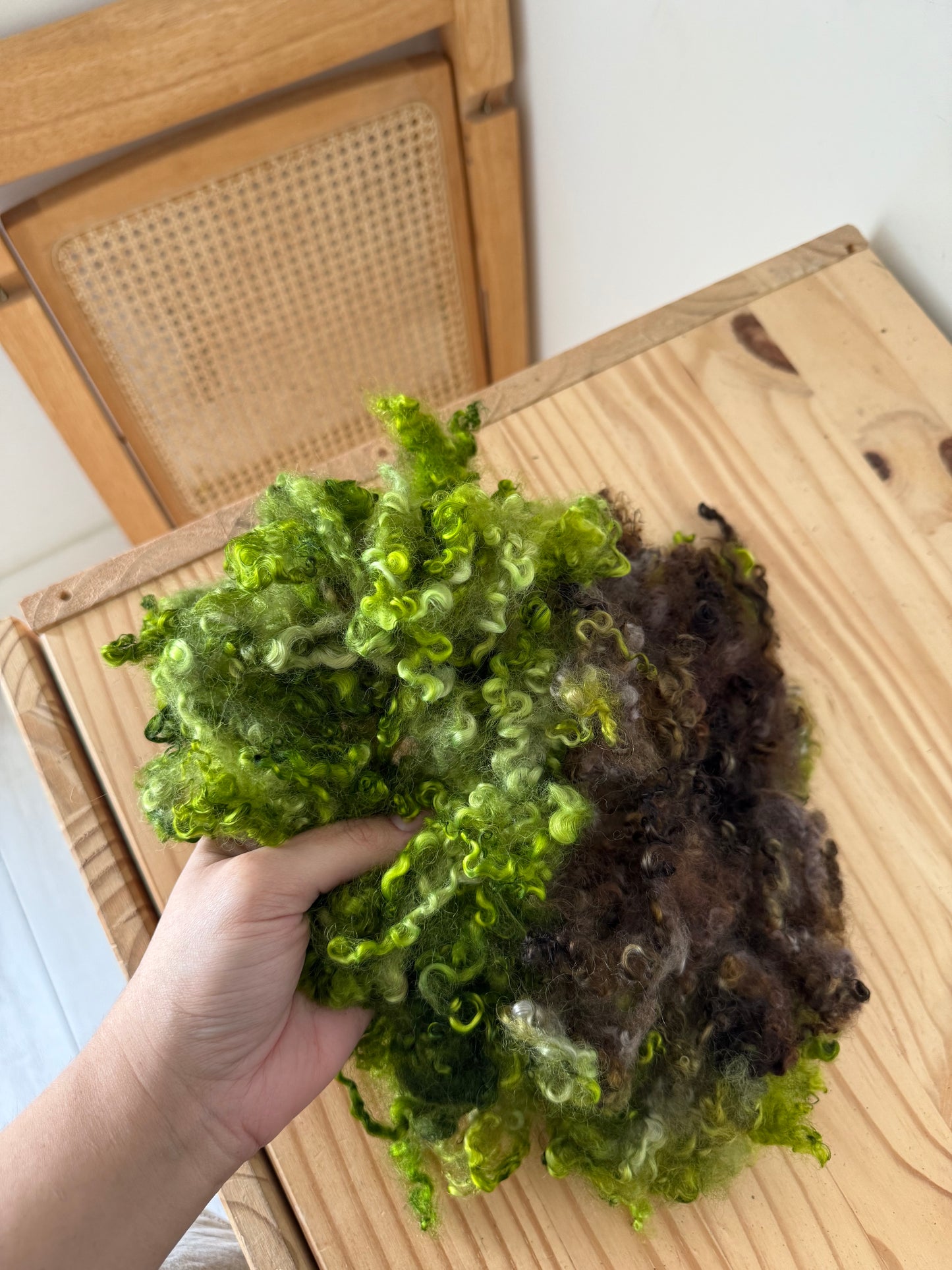 wensleydale locks - chartreuse green & plum