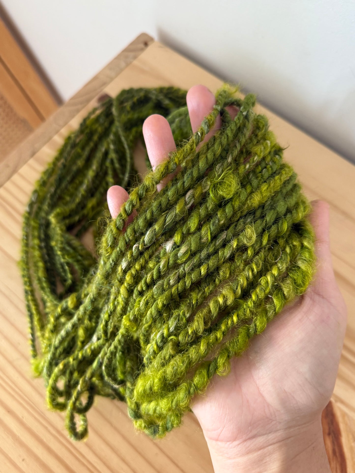 moss & olive green art yarn