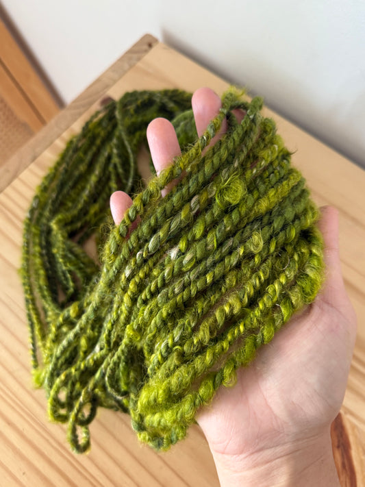 moss & olive green art yarn