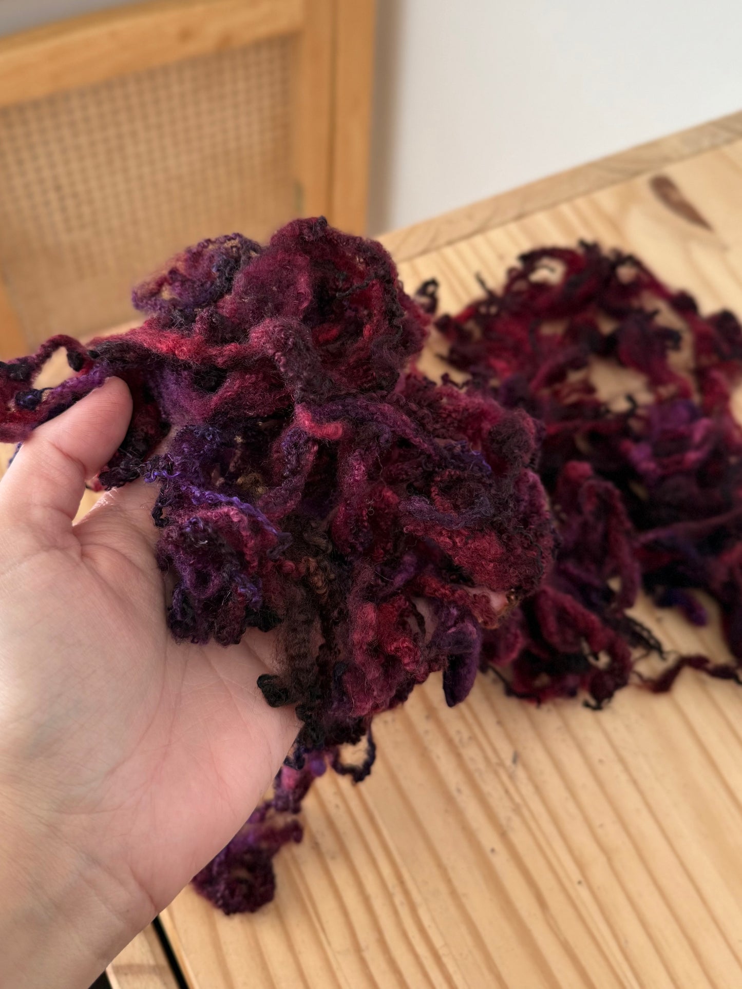 bluefaced leicester locks - burgundy plum
