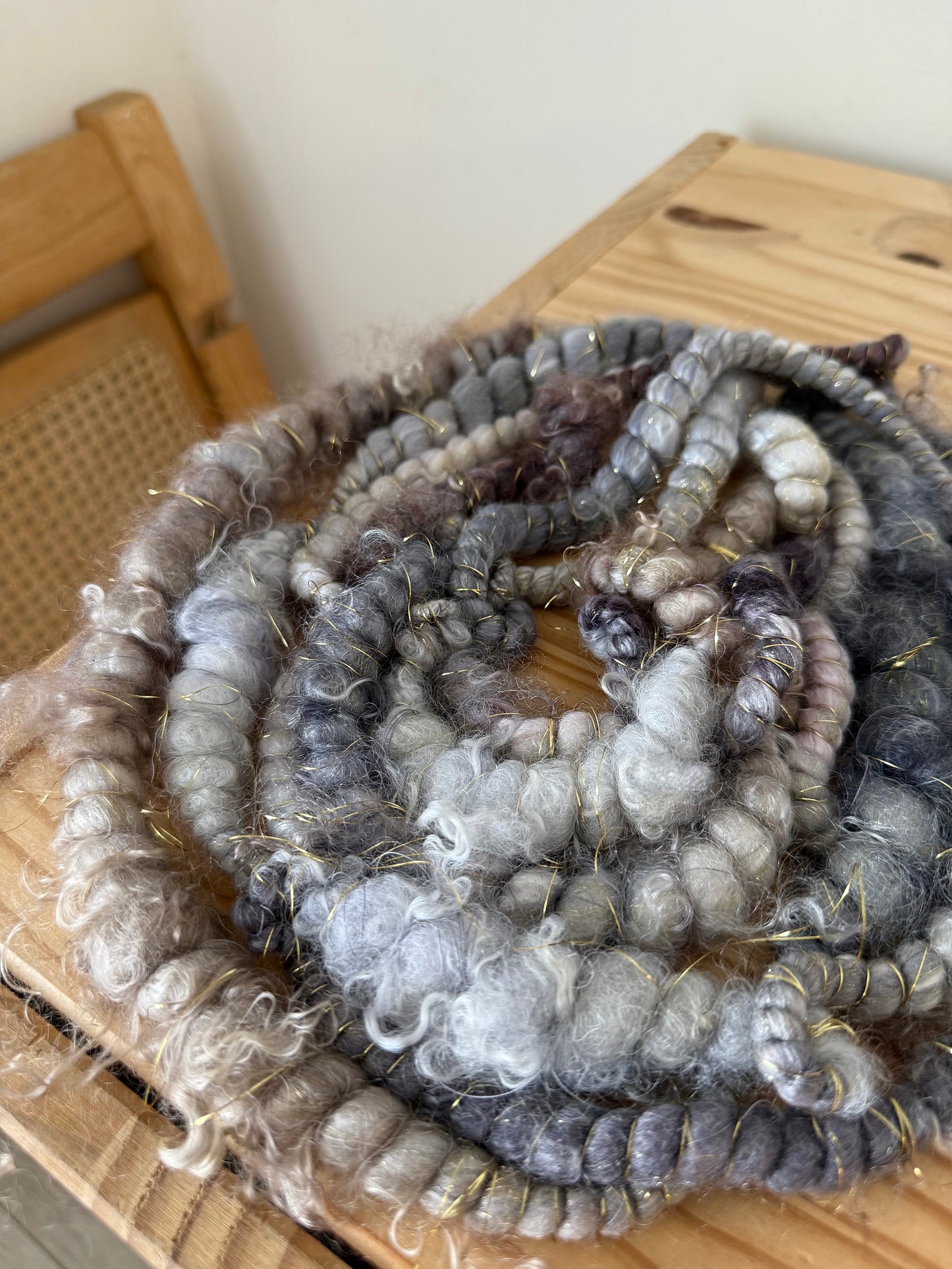 steel & pewter handspun art yarn