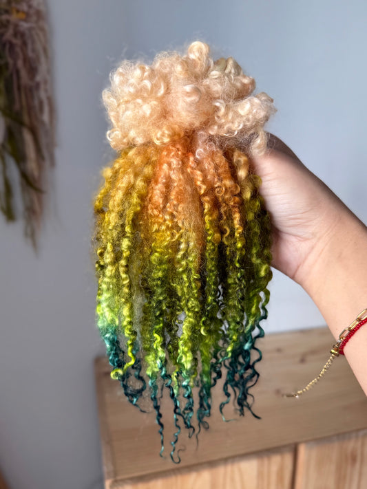 extra long teeswater locks- peach to spruce gradient