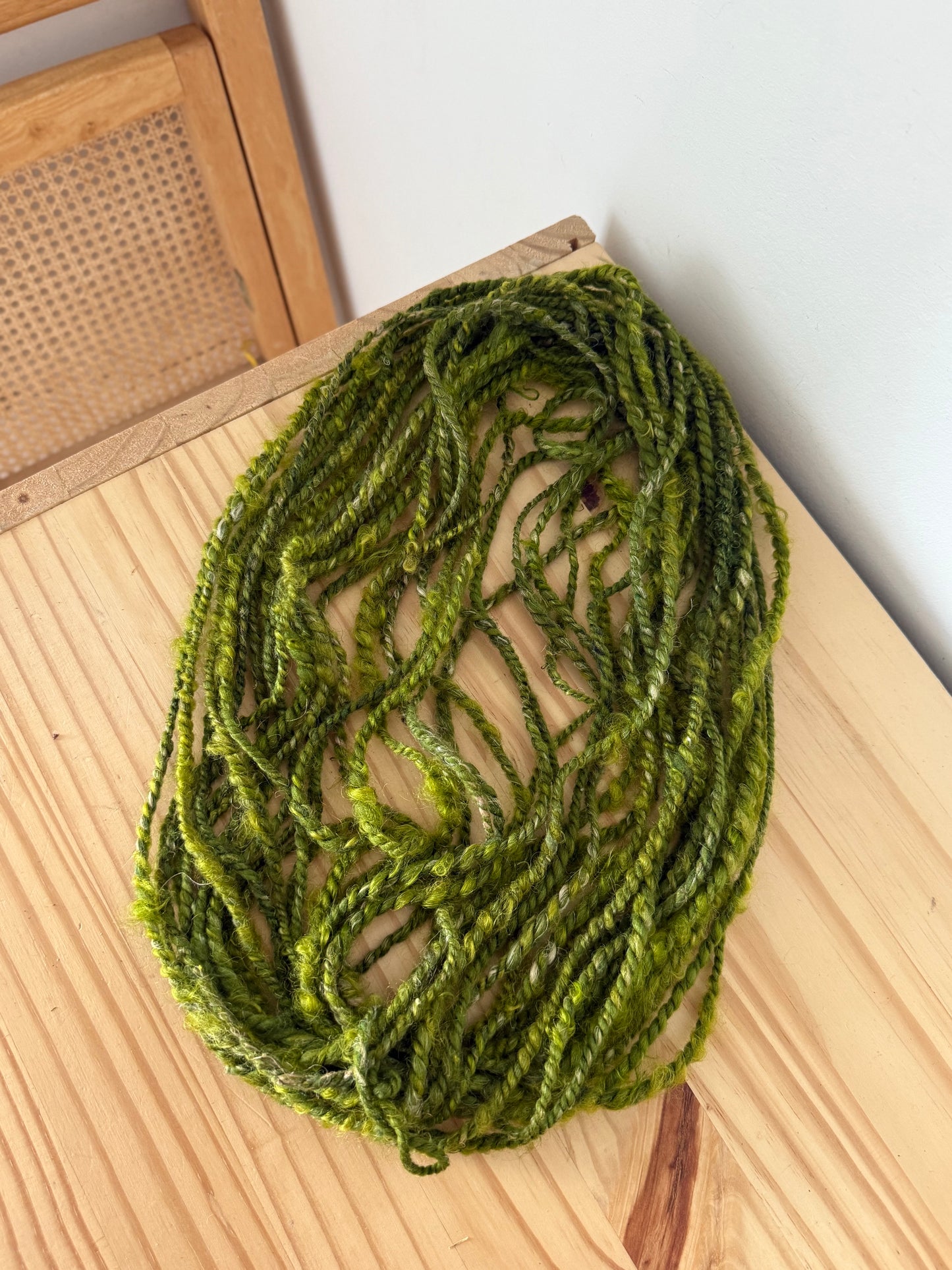 moss & olive green art yarn