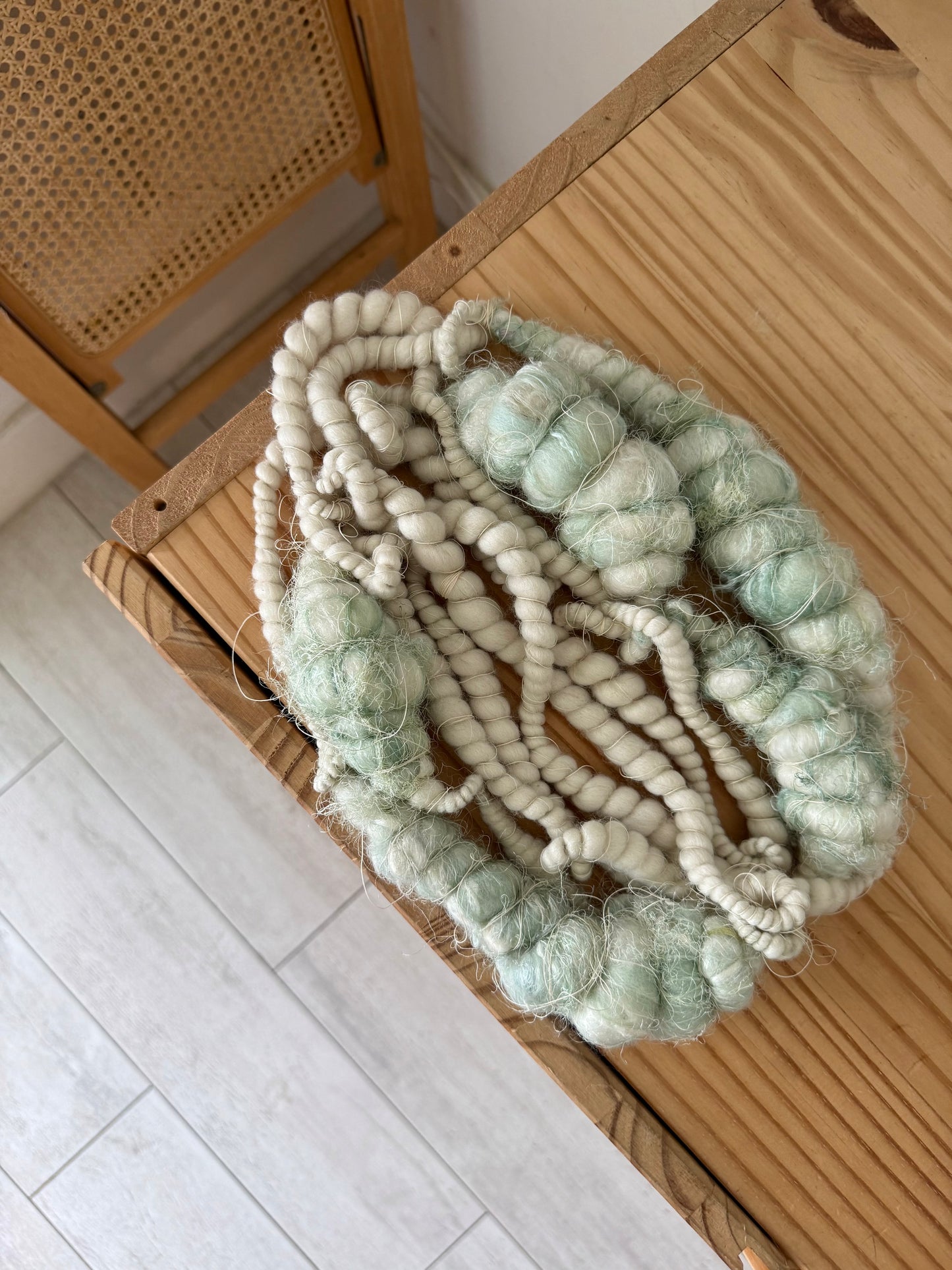 jumbo mint handspun art yarn