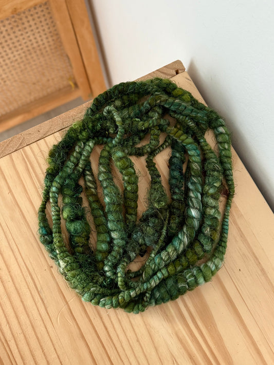 forest green & deep teal art yarn