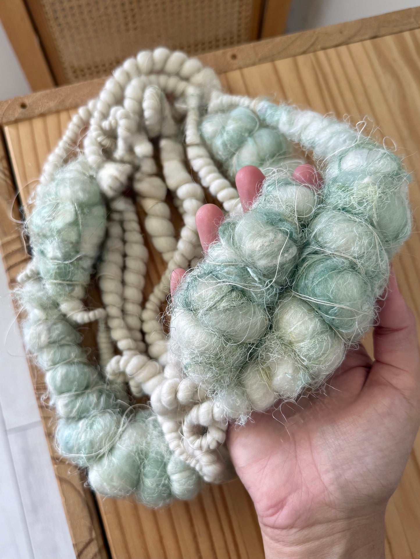 jumbo mint handspun art yarn