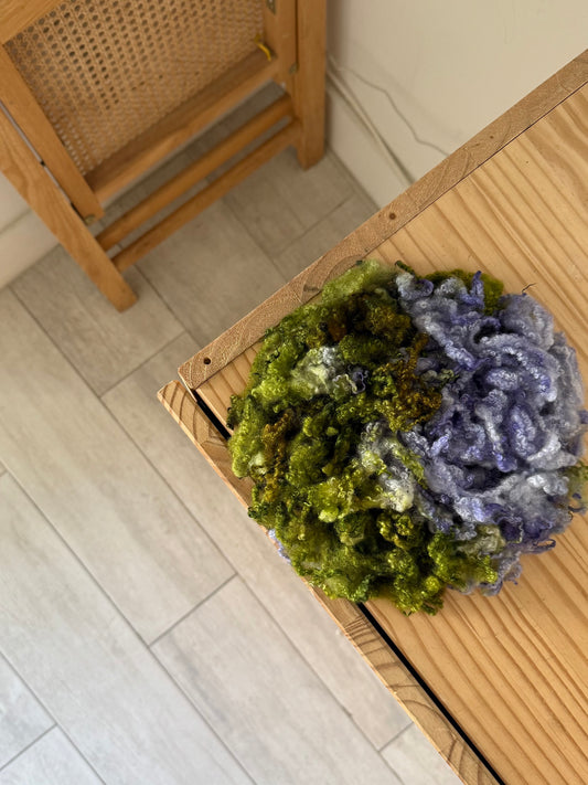 bluefaced leicester locks - lavender lilac & olive green