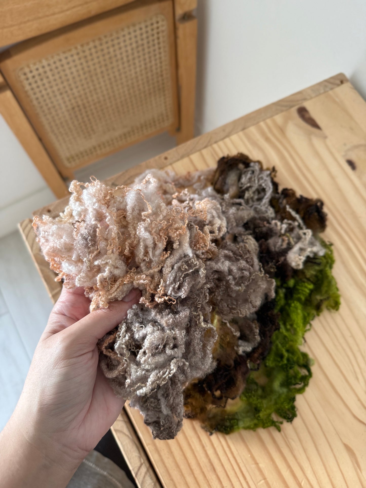 bluefaced leicester locks - pink & pecan brown