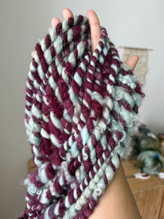 jumbo plied art yarn - sangria & mint