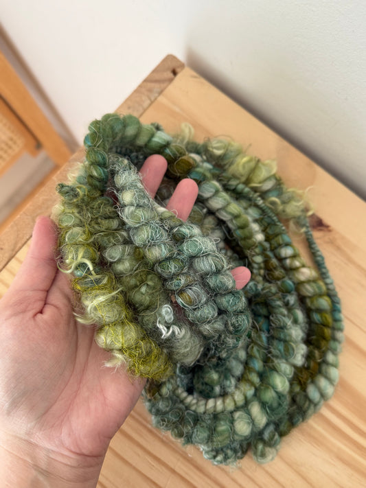 mint & marine coiled art yarn