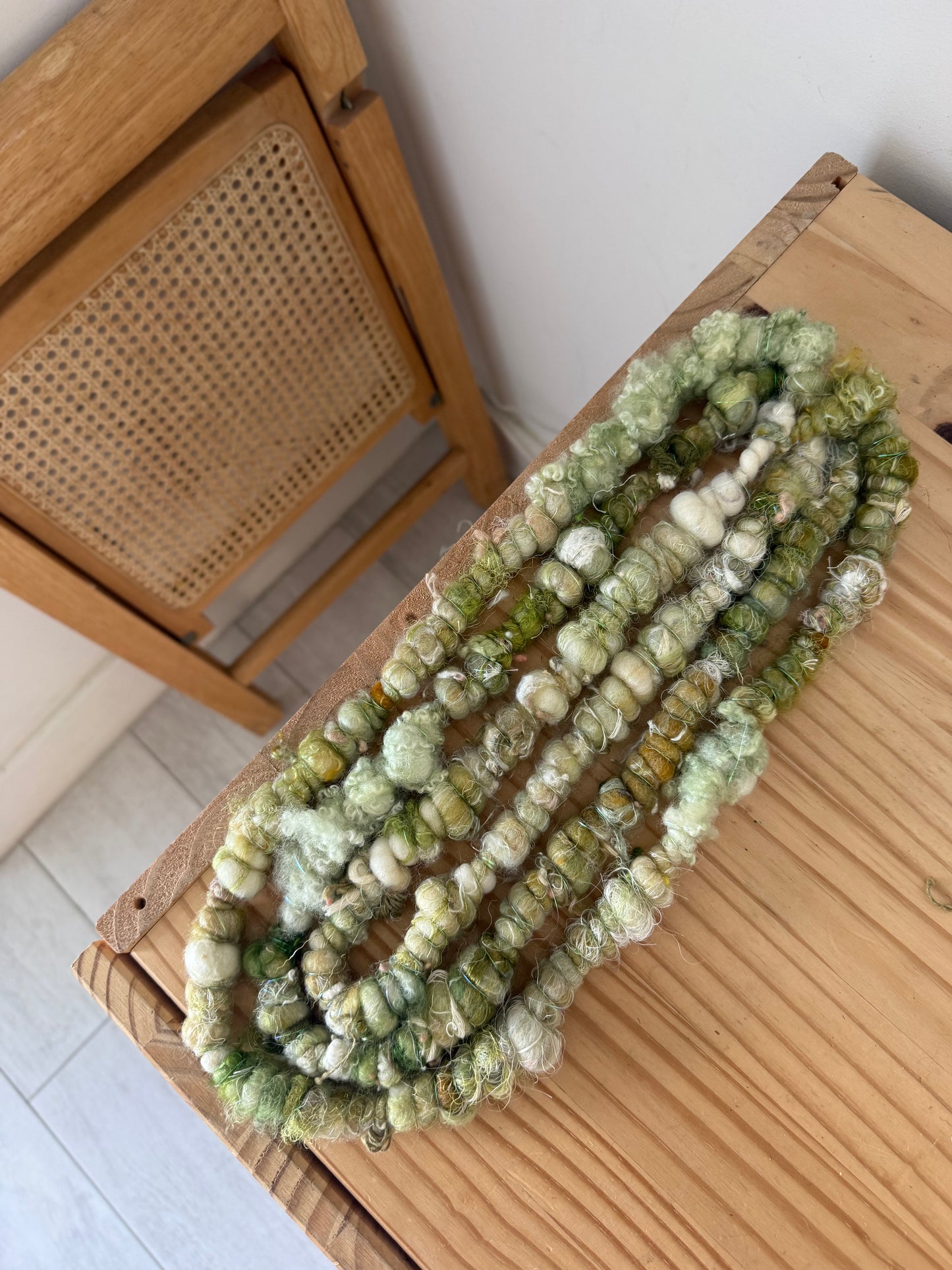 sage green textured handspun art yarn