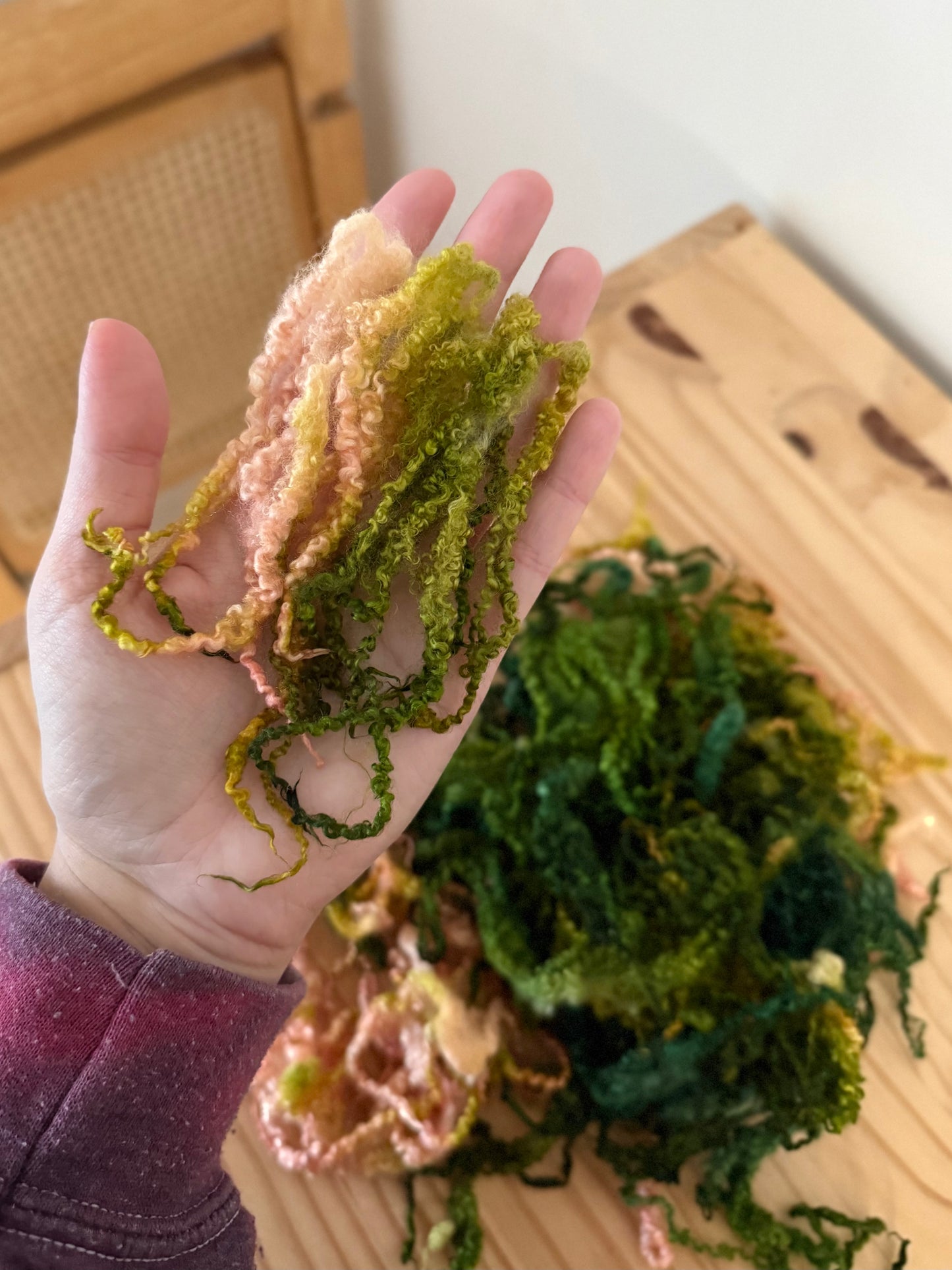 bluefaced leicester locks - peach jade