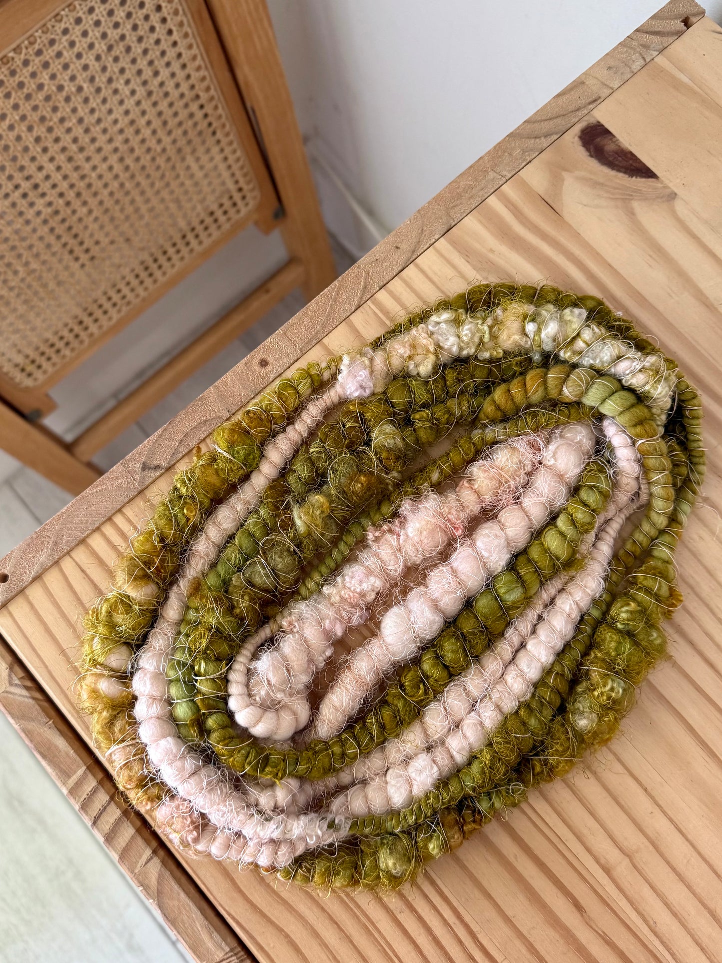 golden peach & bfl locks - handspun art yarn
