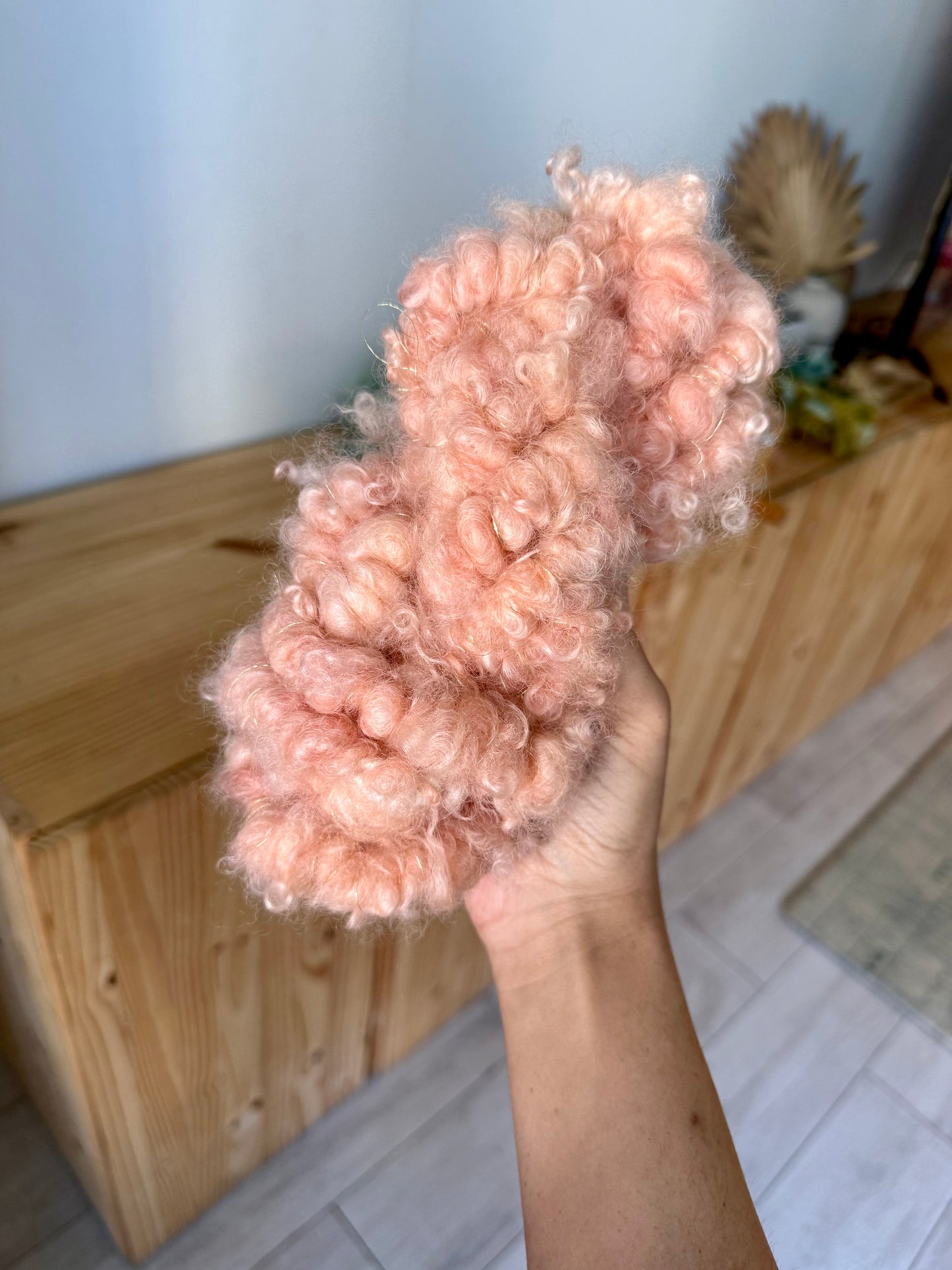 peach pink wensleydale lockspun coils