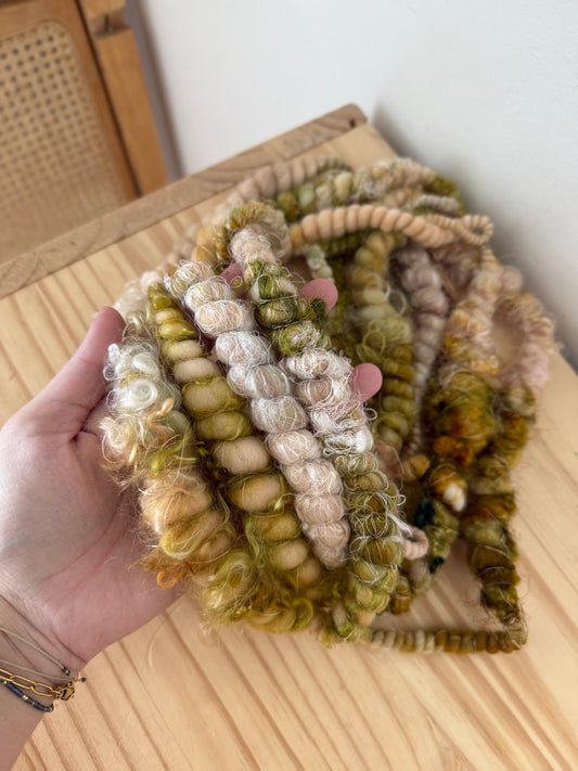 pink & golden pear art yarn