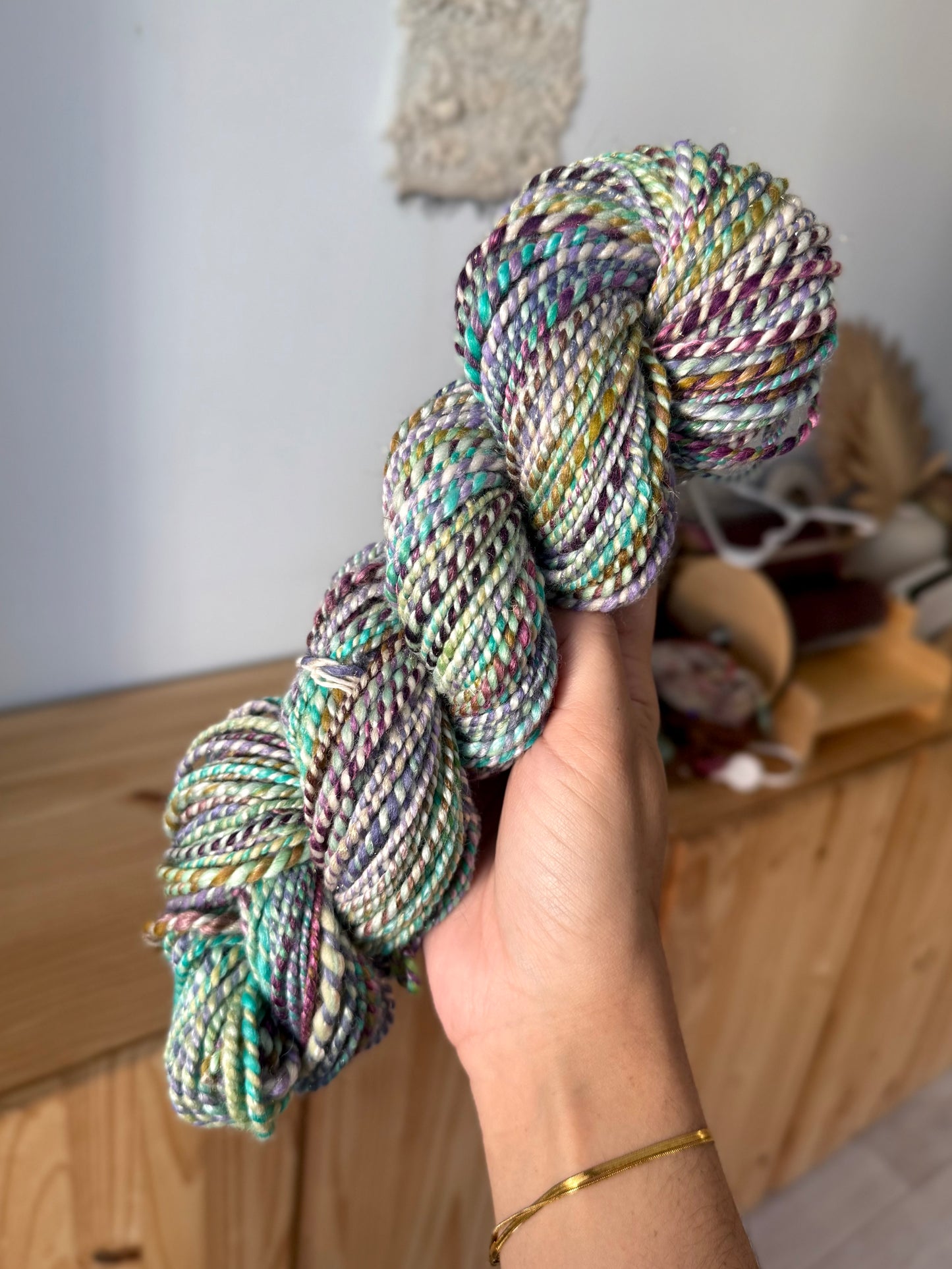 merino/stellina/tencel handspun yarn