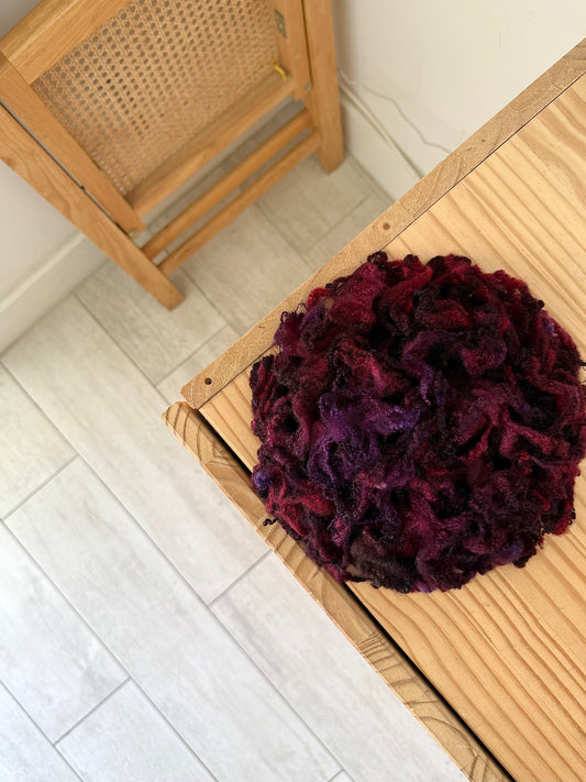 bluefaced leicester locks - burgundy plum