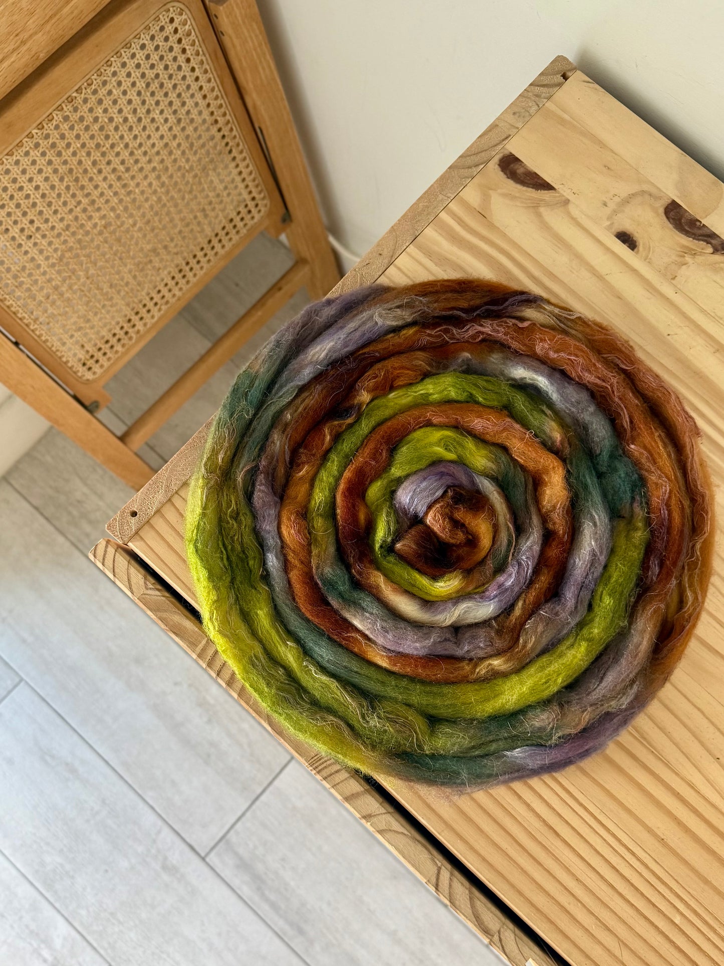 merino/silk/flax wool - plum rust chartreuse-