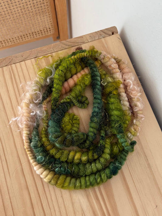forest & pink w/ gold thread art yarn