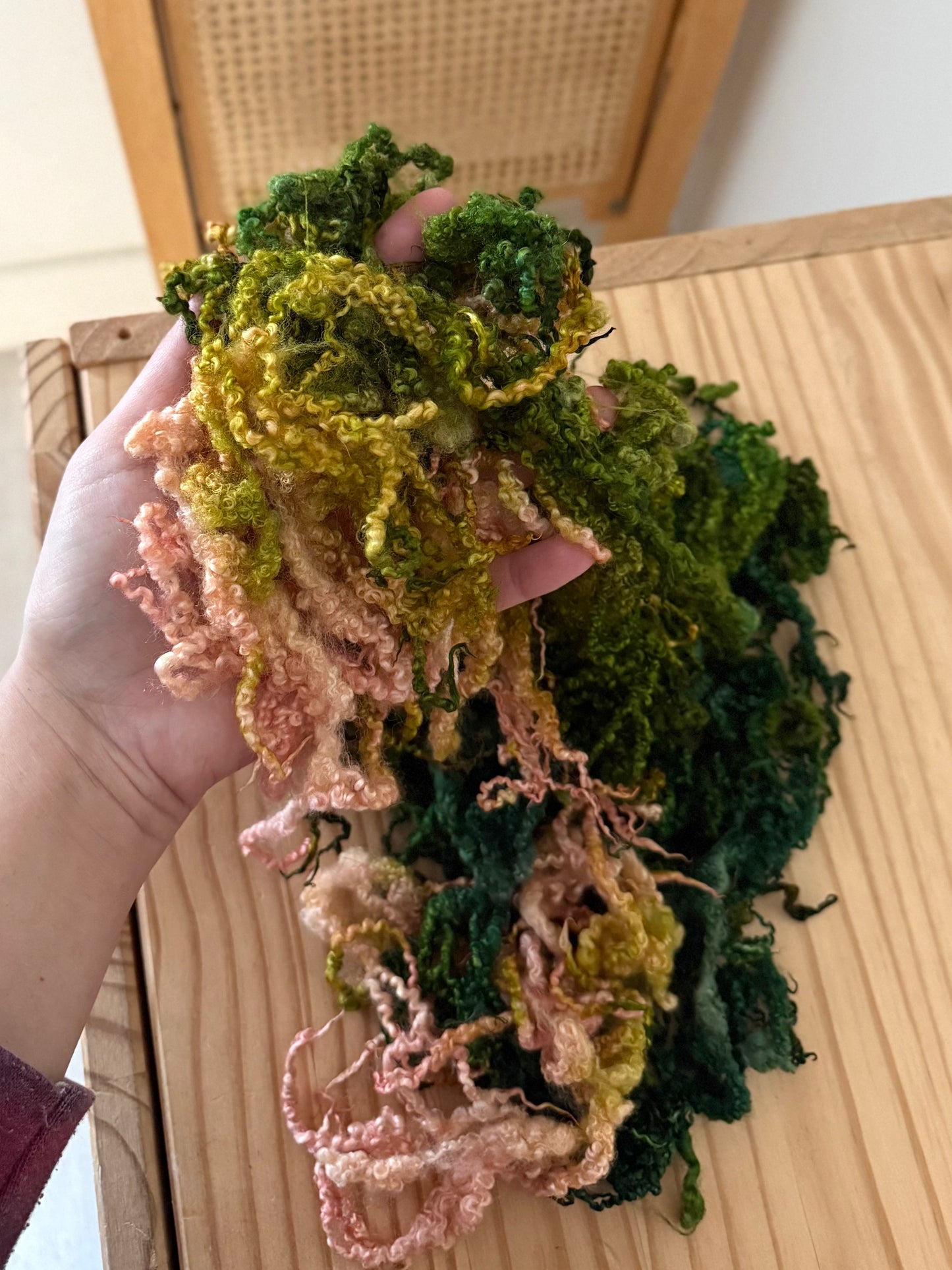 bluefaced leicester locks - peach jade