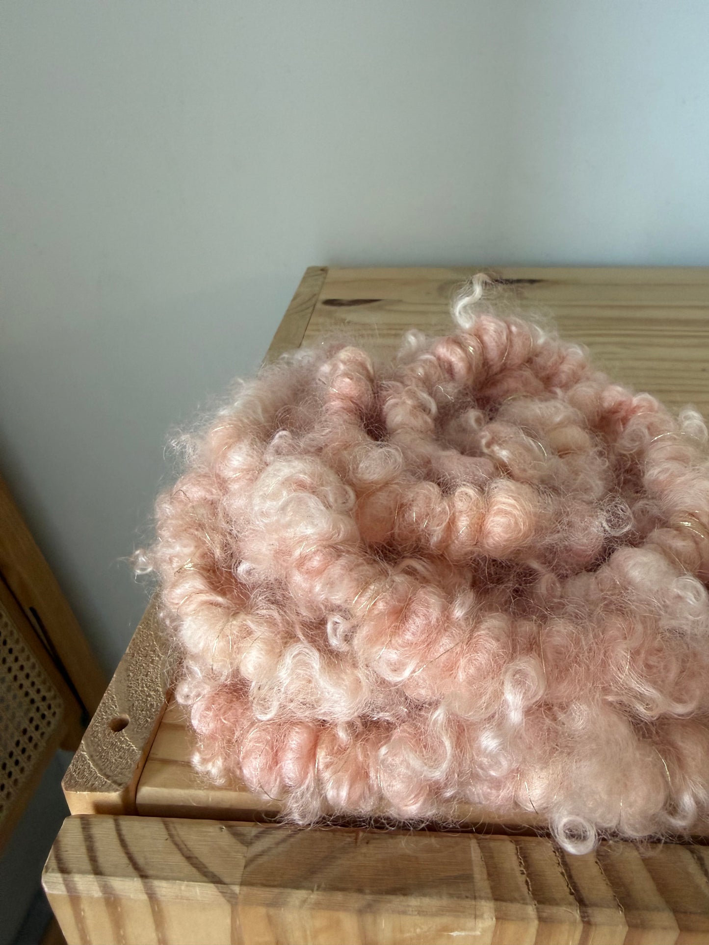 peach pink wensleydale lockspun coils