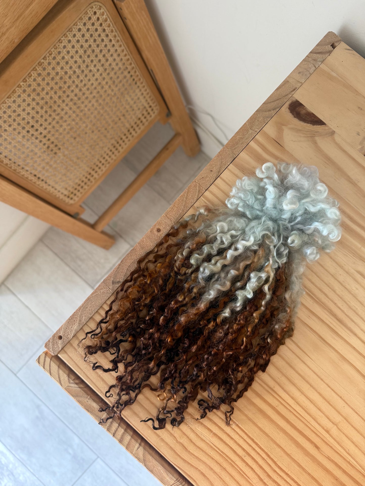 extra long wensleydale locks- rust and sky blue