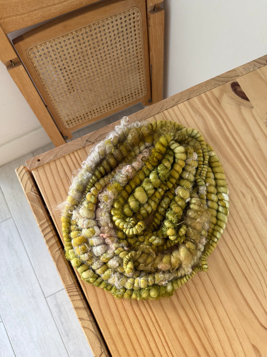 pink & mustard art yarn