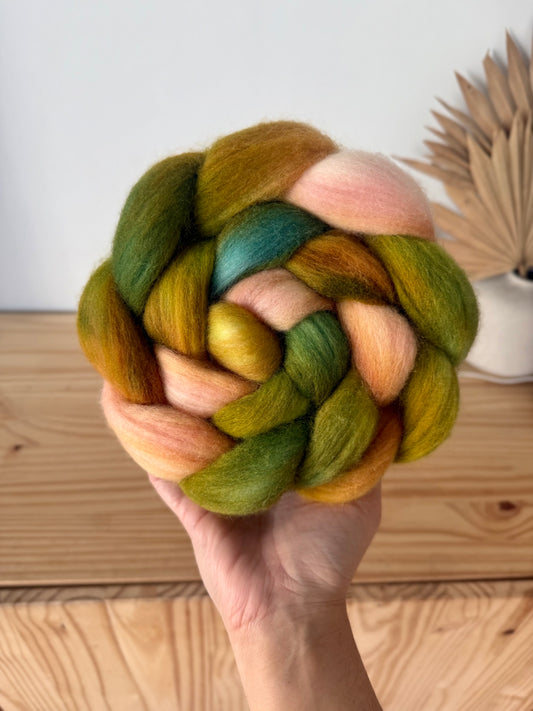 merino wool - peach green teal