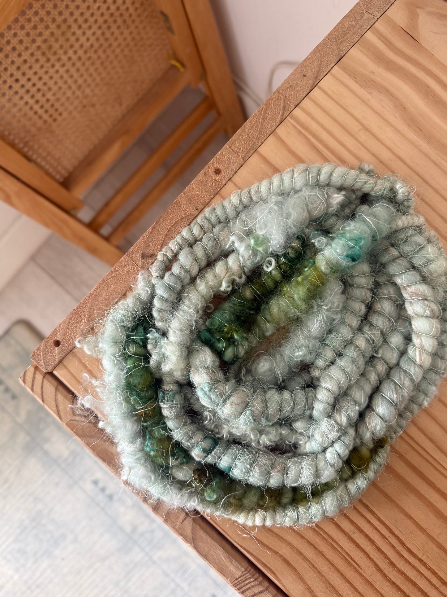 mint blue & teal handspun art yarn