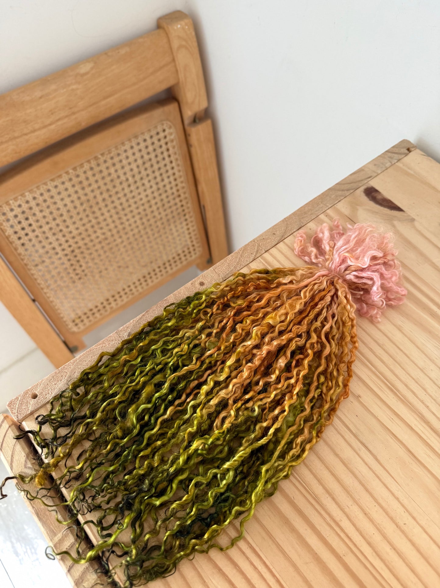 extra long wensleydale locks- peach apricot & olive